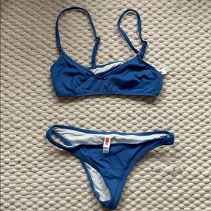 New! Solid & Striped blue bikini, red details